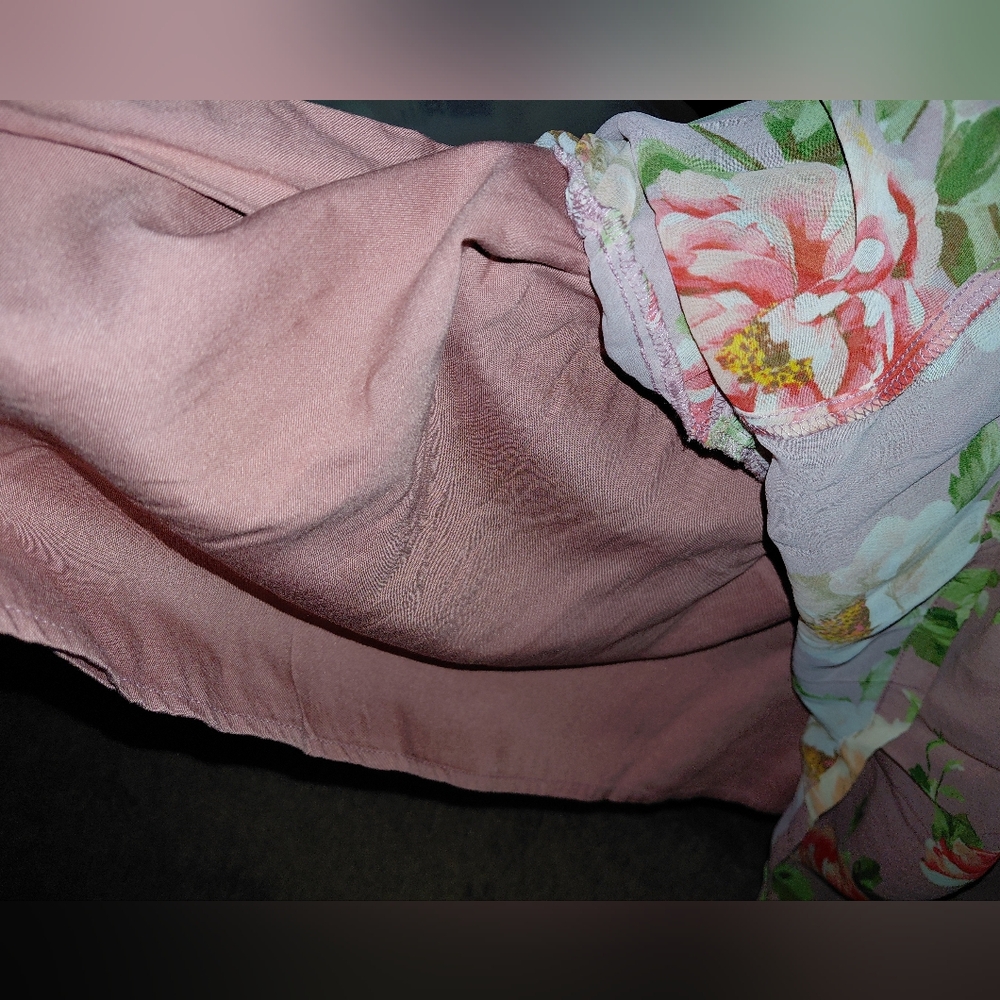 Anthropologie Somerset Long Sleeve Mock Neck Chiffon Pink Floral Maxi Dress - Picture 15 of 16